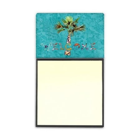 Carolines Treasures 8711SN Welcome Palm Tree On Teal Sticky Note Holder